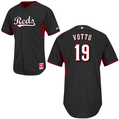 Joey Votto #19 MLB Jersey-Cincinnati Reds Men's Authentic 2014 Cool Base BP Black Baseball Jersey